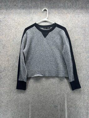 Rag & Bone/JEAN Sweater Womens Small Gray Black Crew Raglan Colorblock Pullover
